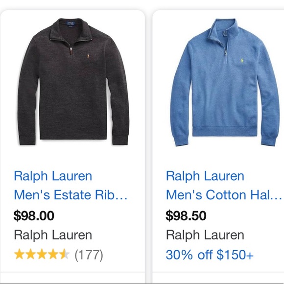 Polo by Ralph Lauren Grey Half Zip Sweater Sz L - Picture 4 of 4